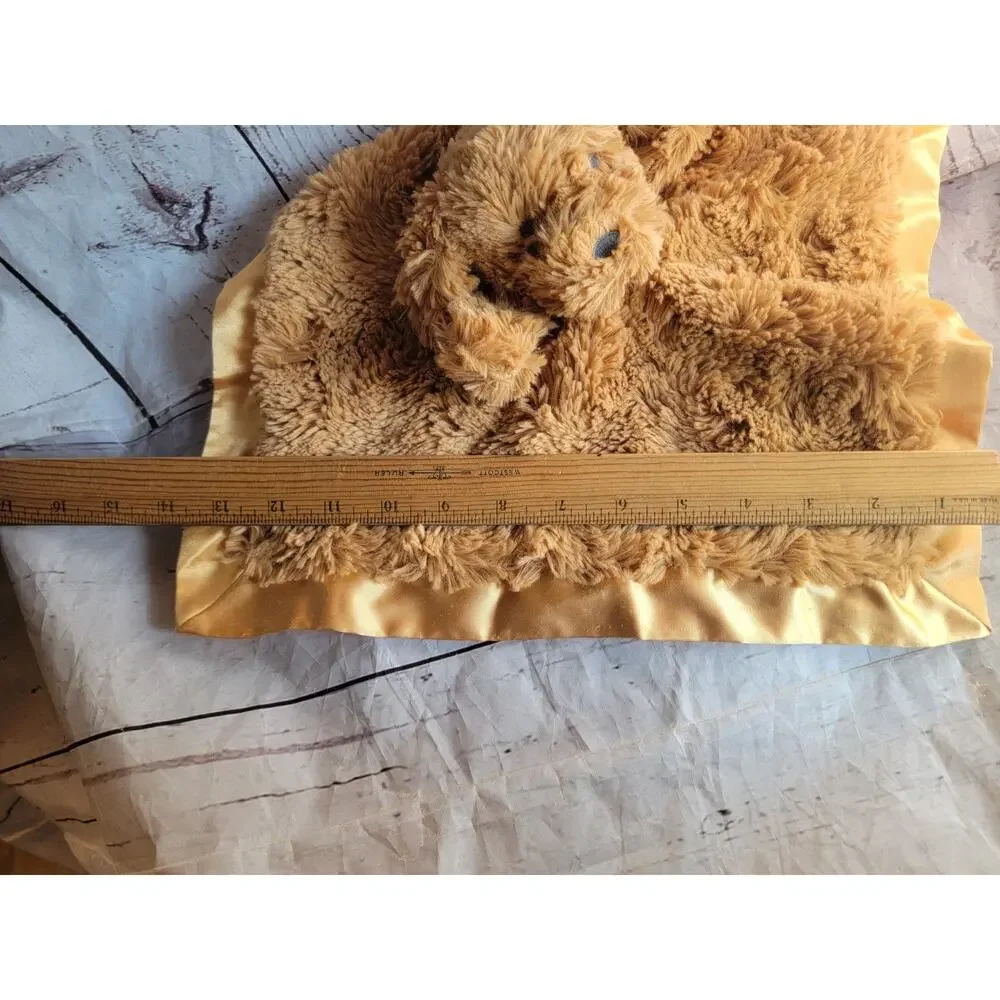 Cloud Island Brown Golden Doodle Puppy Dog Security Blanket Satin Lovey 14”
